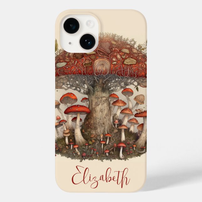 Boho Magical Red Gepunktet Mushroom Case-Mate iPhone Hülle (Rückseite)