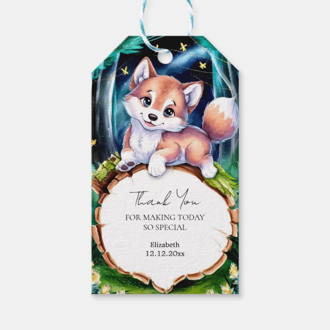 Boho Magical Wolf Baby Shower Geschenkanhänger (Vorderseite)