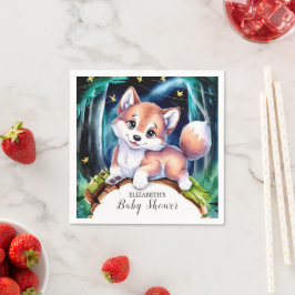 Boho Magical Wolf Baby Shower Serviette