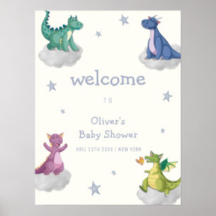 Boho Magischer Himmel Sterne Drache Baby Shower Wi Poster