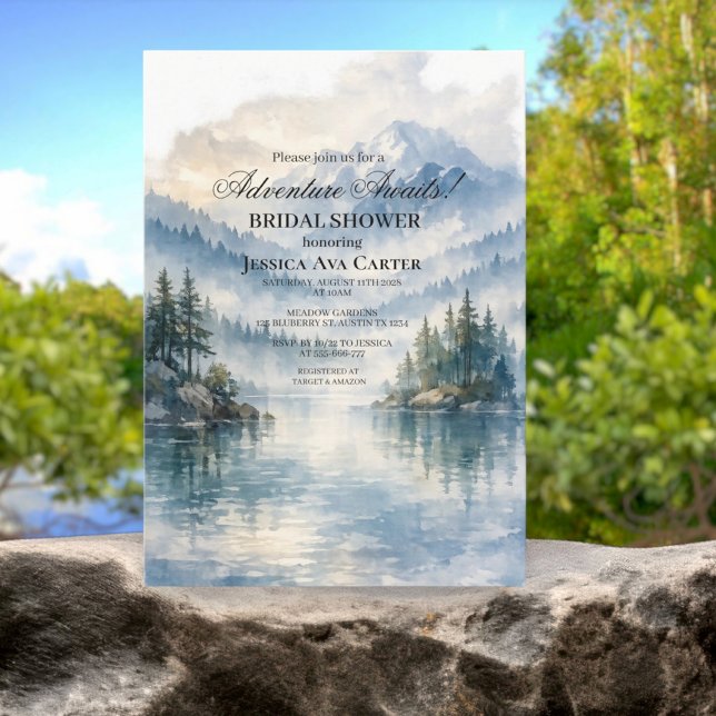 Boho Maintain Lake Trees Abenteuer Brautparty  Einladung (Von Creator hochgeladen)