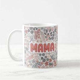 Boho Mama Grey Pink Floral 3D Effect Pattern Kaffeetasse