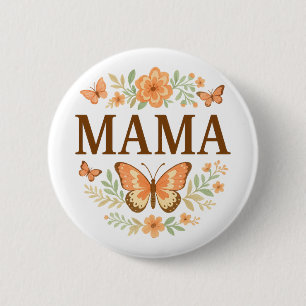Boho Mama Schmetterling Floraler Kranz Muttertag Button