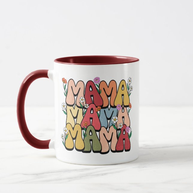 Boho "Mama" Stacked Typography Tasse (Links)