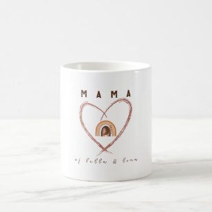 Boho Mama Text mit Mondfedern und Kindernamen Kaffeetasse