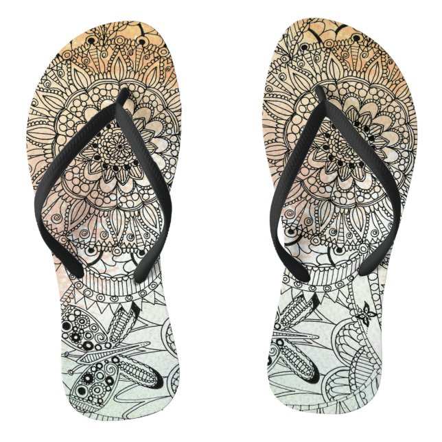 Boho Mandala Bohemisch Art Flip Flops (Fußbett)