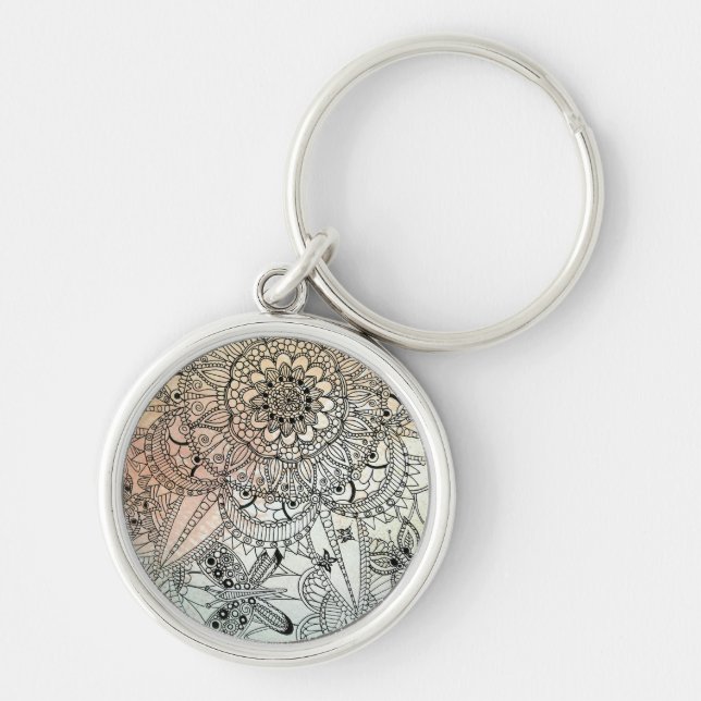 Boho Mandala Bohemisch Art Schlüsselanhänger (Vorne)