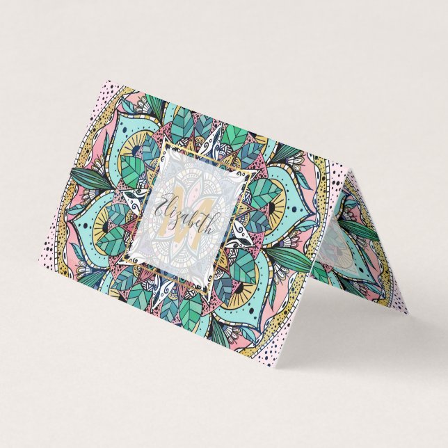 Boho Mandala Colorful Watercolor Floral Visitenkarten (Vorderseite)