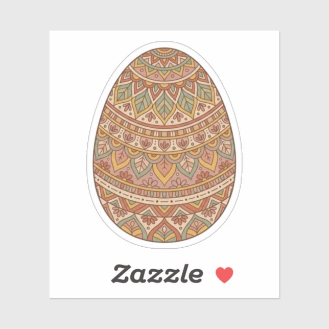 Boho Mandala Easter Egg Earth Tones Aesthetic  Aufkleber (Blatt)