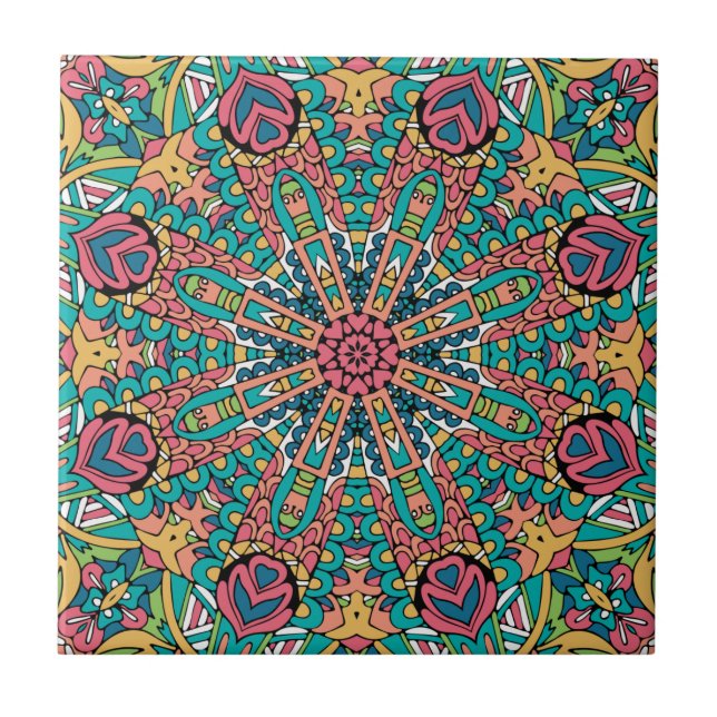 Boho Mandala Festive    Fliese (Vorderseite)