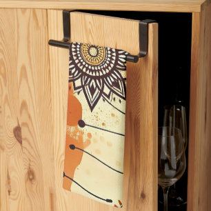 Boho Mandala Herbstwärme Rustikal Geschirrtuch
