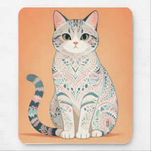 Boho Mandala Katze Pastell-Ornament-Paisley-Kitt Mousepad