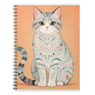 Boho Mandala Katze Pastell-Ornament-Paisley-Kitt Notizblock