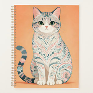 Boho-Mandala-Katze Pastell-Ornament-Paisley-Kitt Planer