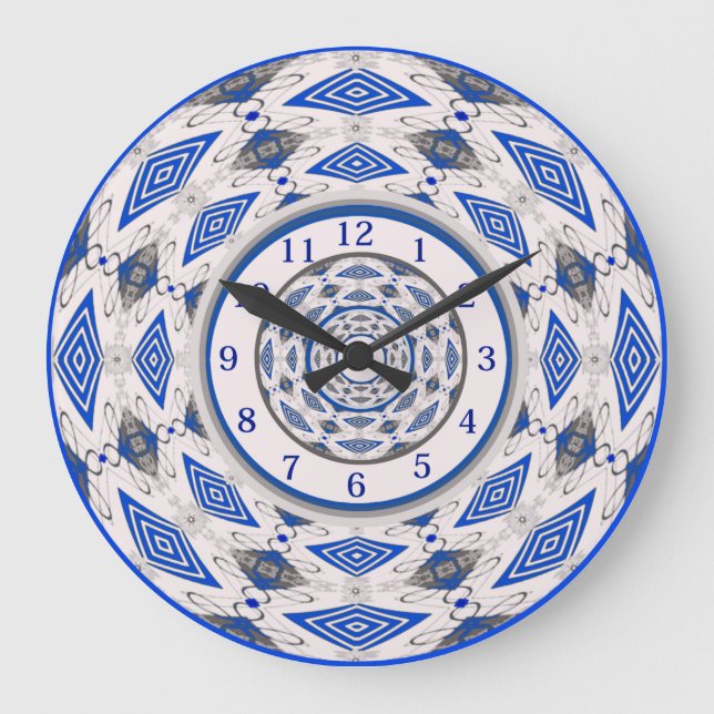 Boho Mandala Large Clock Große Wanduhr (Vorderseite)