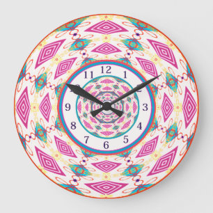 Boho Mandala Large Clock Große Wanduhr
