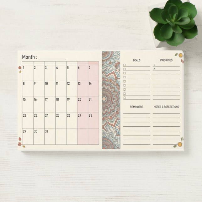 Boho-Mandala-Monatskalender Post-it Klebezettel (Büro)
