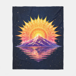 Boho Mandala Mountain Sunset | Cosmic Night Sky Fleecedecke