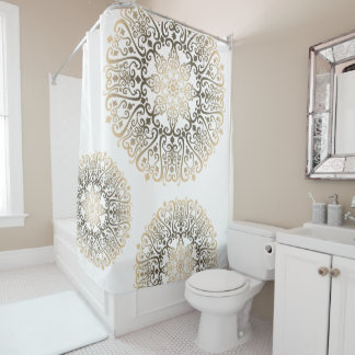 Boho Mandala Pattern Duschvorhang - Sepia 3