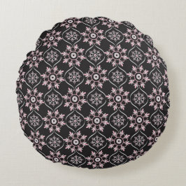 Boho Mandala Pink & Black Rundes Kissen