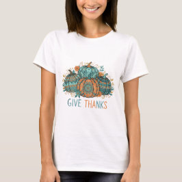 Boho Mandala Pumpkins Give Thanks Thanksgiving T-Shirt