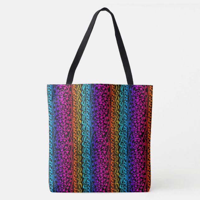Boho Mandala Rainbow Blume & Leaf Tasche (Vorderseite)