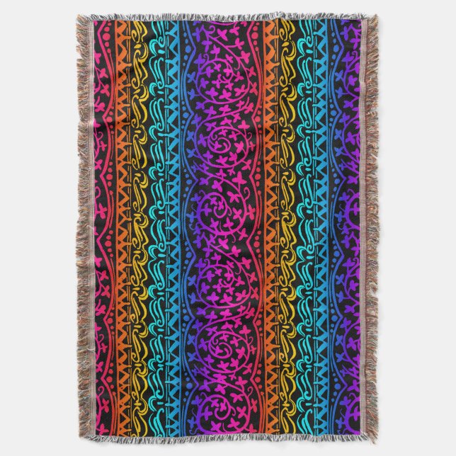 Boho Mandala Rainbow Blume & Leaf Throw Blanket Decke (Vorderseite Vertikal)