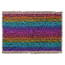 Boho Mandala Rainbow Blume & Leaf Throw Blanket