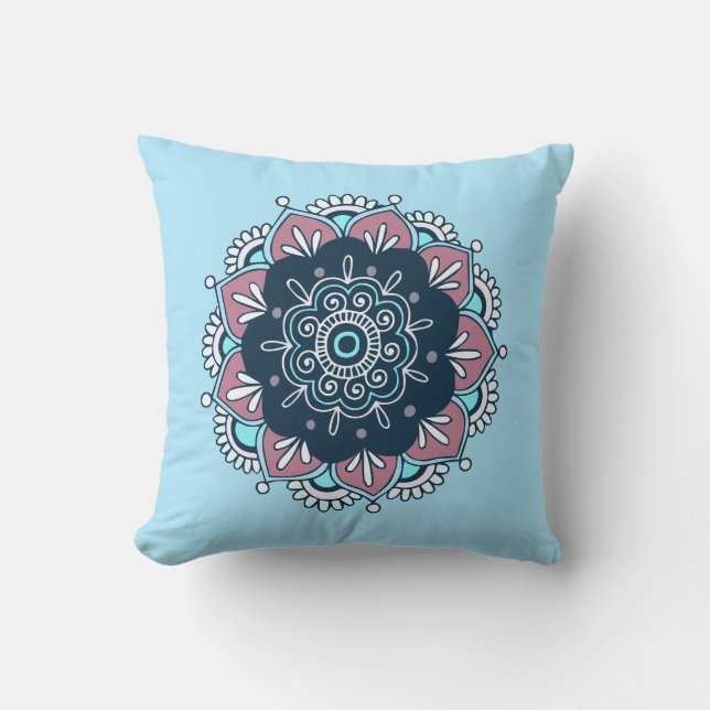 Boho Mandala Reversible Throw Pillow Kissen (Vorderseite)