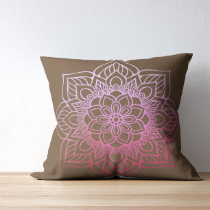 Boho Mandala Rosa Braun Kissen