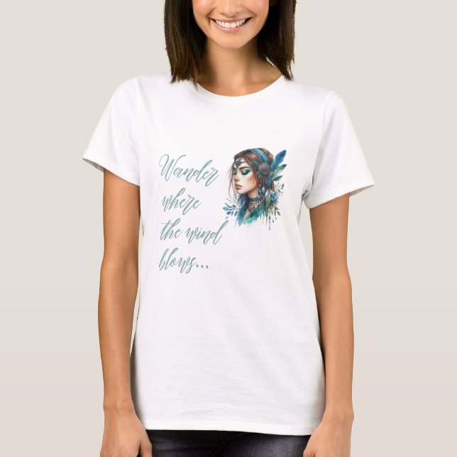 Boho Mandala T-Shirt – Floral Feathers  (Vorderseite)