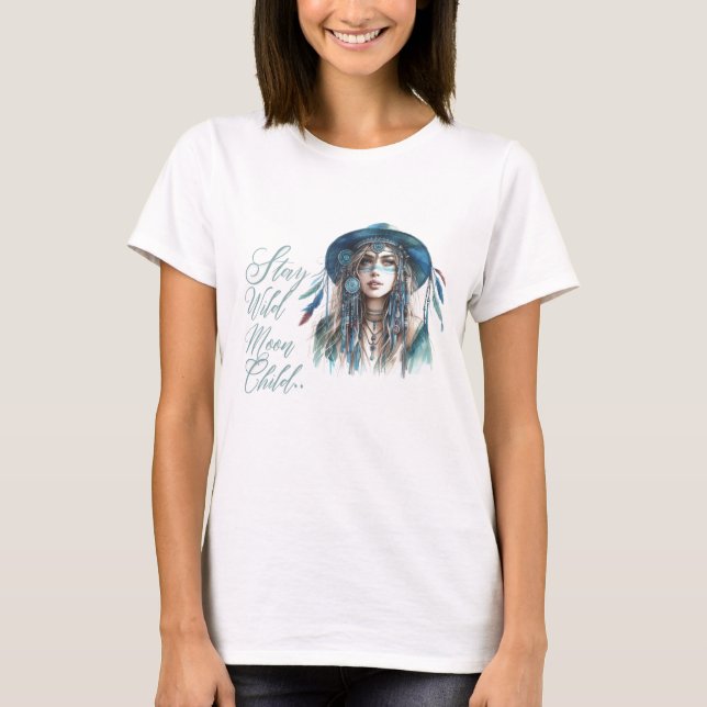 Boho Mandala T-Shirt – Floral Feathers  (Vorderseite)