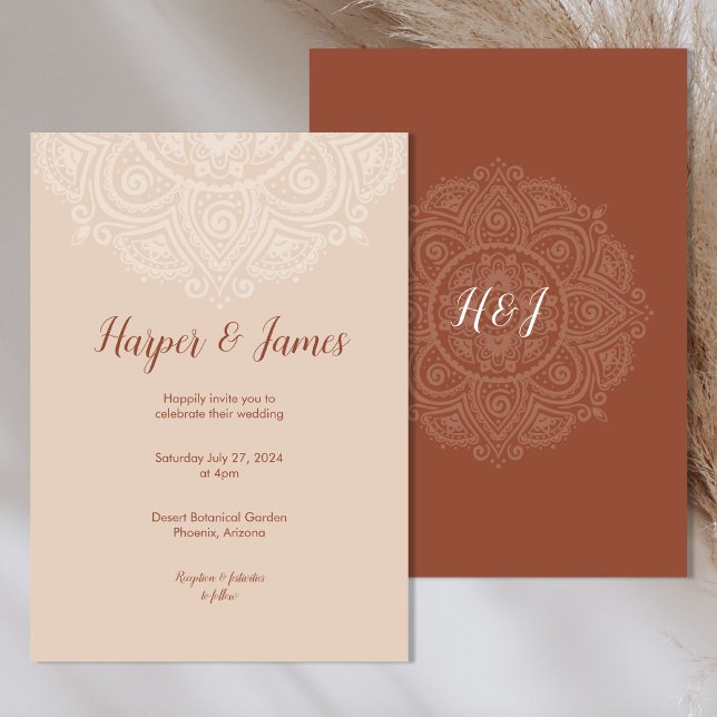 Boho Mandala Terracotta Minimalistisch Wedding Einladung (Von Creator hochgeladen)
