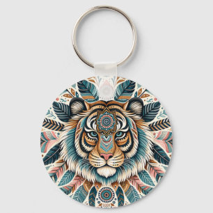Boho-Mandala-Tigerfedern-Frau Schlüsselanhänger