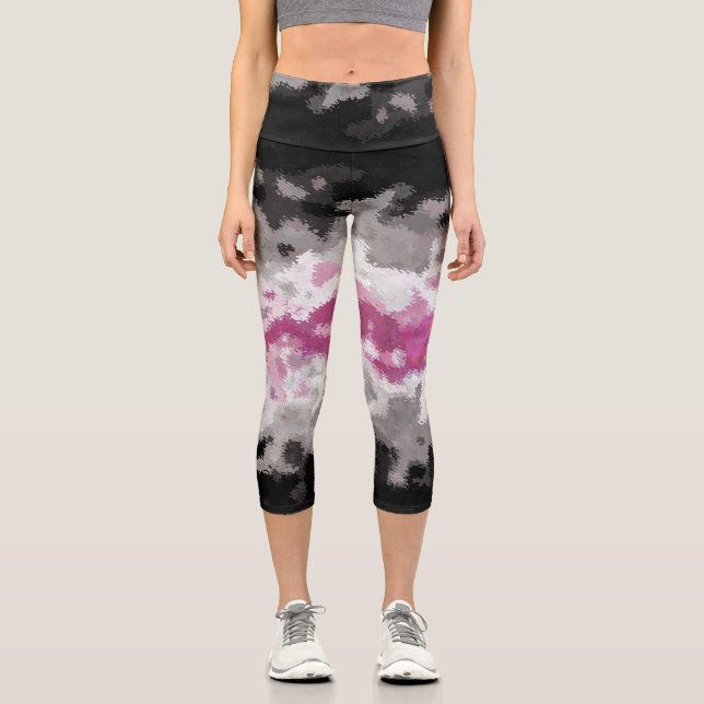 Boho Marble Abstrakte Librafeminine Pride Flag Capri Leggings (Vorderseite)