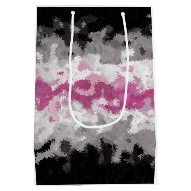 Boho Marble Abstrakte Librafeminine Pride Flag Mittlere Geschenktüte (Rückseite)