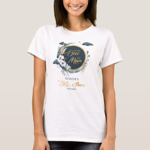 Boho Marine und Goldfolie Pampas Über dem Mond T-Shirt