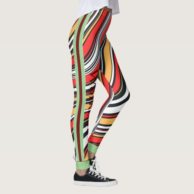 Boho-Marmormuster l Farbenrotes Gelb Leggings (Rechts)