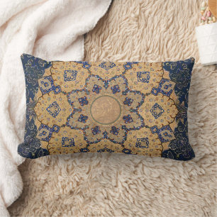 BOHO Marokkanisch Blue Gold Arabesque Vintag Ephem Lendenkissen