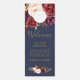 Boho Marsala Floral Wedding Welcome Door Hanger Türanhänger