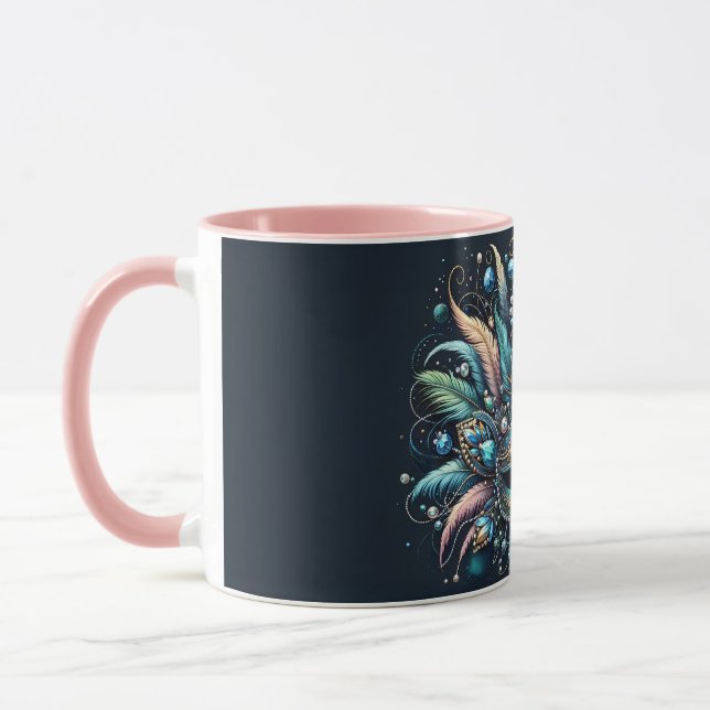 Boho-Masquerade-Feder-Juwelen-Maske Tasse (Links)
