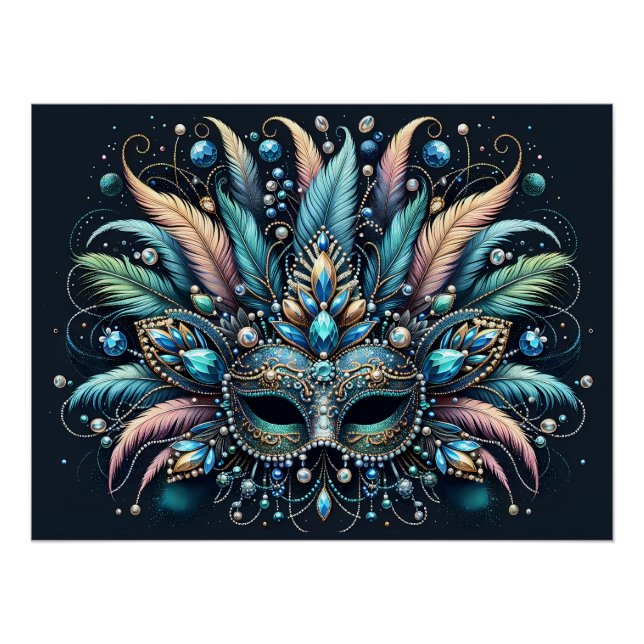 Boho-Masquerade-Federschmuckmaske Poster (Vorderseite)