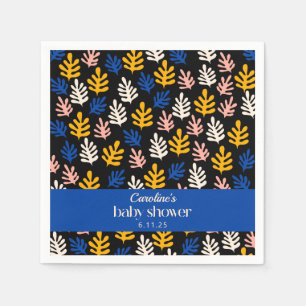 Boho Matisse Botanical Blue Custom Baby Shower Serviette