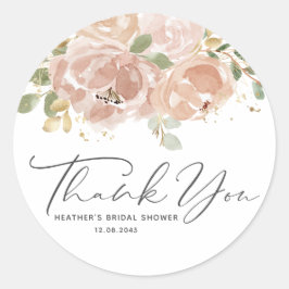 Boho Mauve Peach Blume Brautparty Vielen Dank Runder Aufkleber