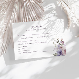 Boho Mauve und Lilac Blume Hochzeit RSVP Card Dankeskarte