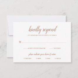 Boho Meal Burnt Orange Rust Terracotta Wedding RSVP Karte