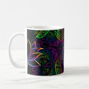 Boho-Meeres-Schildkröte: psychedelisches Mandala-M Kaffeetasse