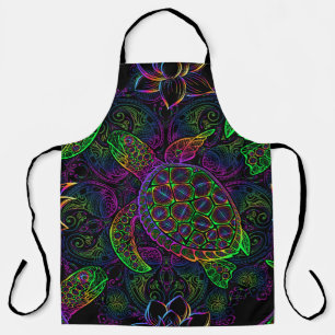 Boho-Meeres-Schildkröte: psychedelisches Mandala-M Schürze