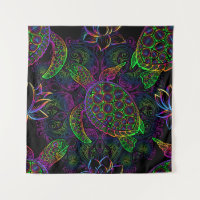 Boho-Meeres-Schildkröte: psychedelisches Mandala-M