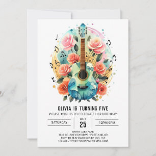 Boho Melody Guitar Birthday Einladung